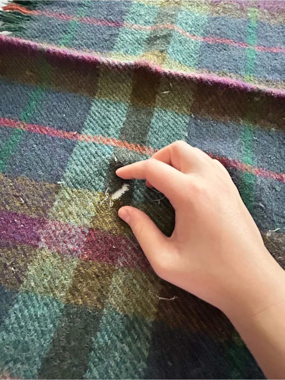 hireland Plush Plaid Throw Blanket in Green, Purple and Teal
